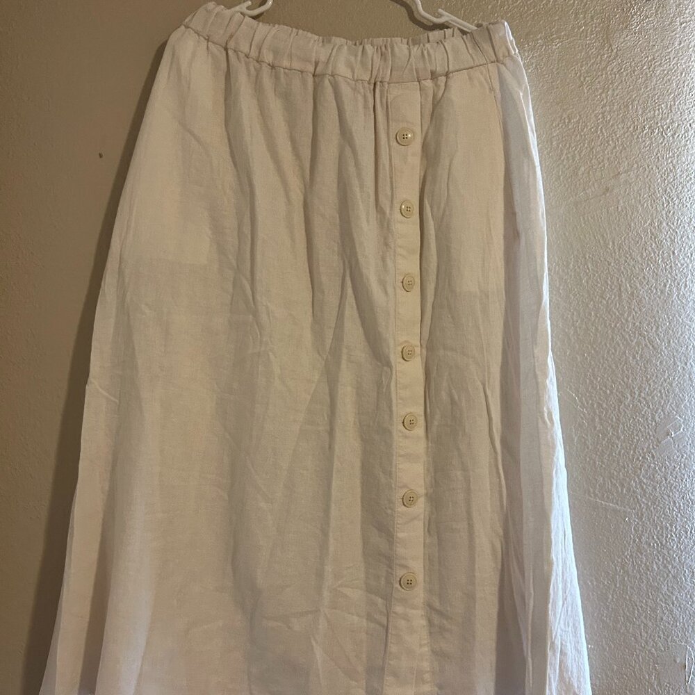 Madwell Paper Bag Pull-On Midi Skirt - White/Cream